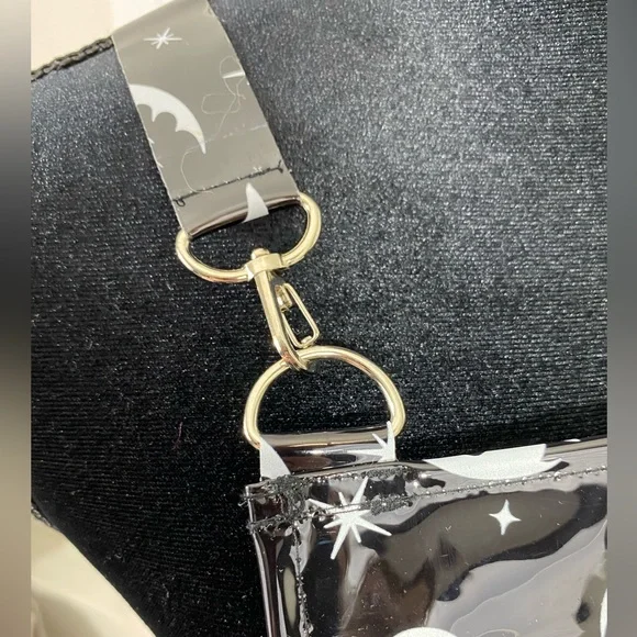 TRICKZ N TREATZ Bat My Lashes Print PVC Vinyl Mini Dress Bat Crescent Moon Black - Picture 7 of 14